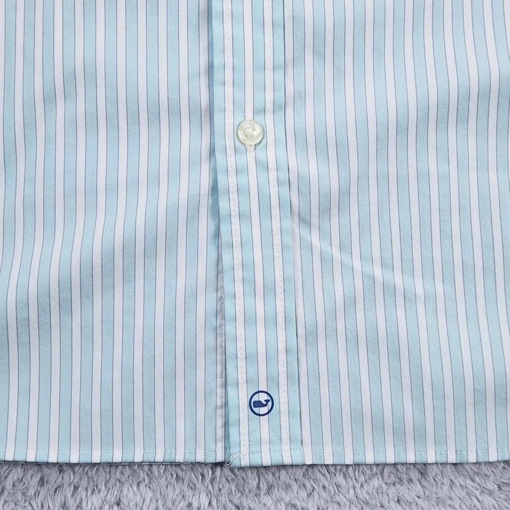 Vineyard Vines OTG Shirt Mens Medium Blue Stripe Short Sleeve Brrr Stretch NEW - Picture 6 of 13